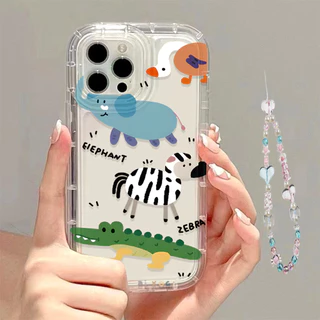 สำหรับ for IPhone 17 11 13 16 14 15 12 Pro Max 6 7 8 Plus X XR XSMAX SE เคสนิ่มใสถุงลมนิรภัยกันกระแทกการ์ตูนน่ารัก