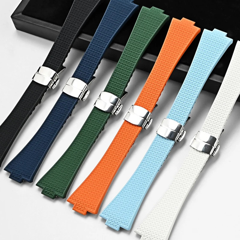 Fluoro สายยางสําหรับ Tissot PRX Powermatic หัวเข็มขัดผีเสื้อผู้ชาย FKM กีฬากันน้ํา Quick Release เปลี่ยนนาฬิกา 12 มม.
