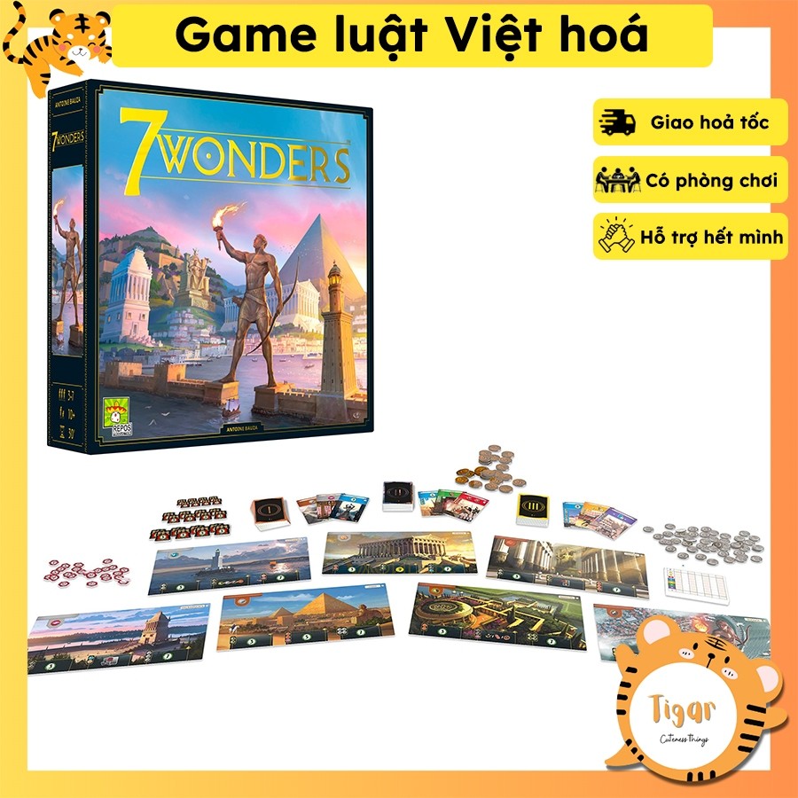 [กฎหมายเวียดนาม] Boardgame 7 Wonders เกม 7 Wonders เวอร์ชัน 7 Wonder 2023 Tigar