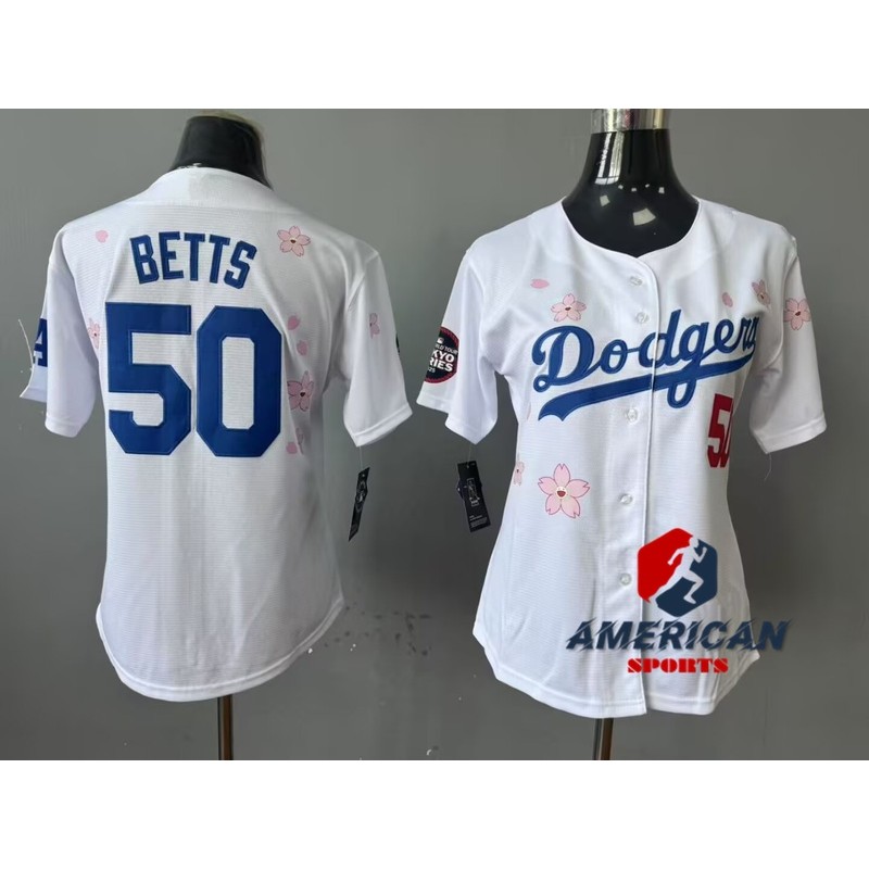 2025 Tokyo Series Womens MLB Jersey Los Angeles Dodgers Mookie Betts White Baseball Jersey