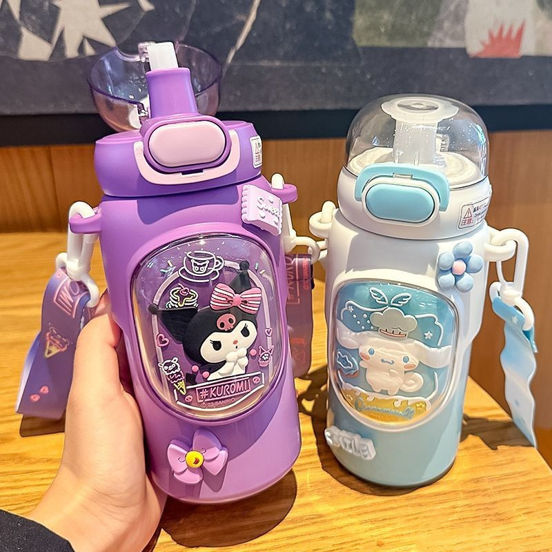 [โดรอส] [จัดส่งตลอด 24 ชั่วโมง] แก้วเก็บความเย็น Sanrio My Melody Kuromi สำหรับเด็ก แก้วเก็บความเย็น