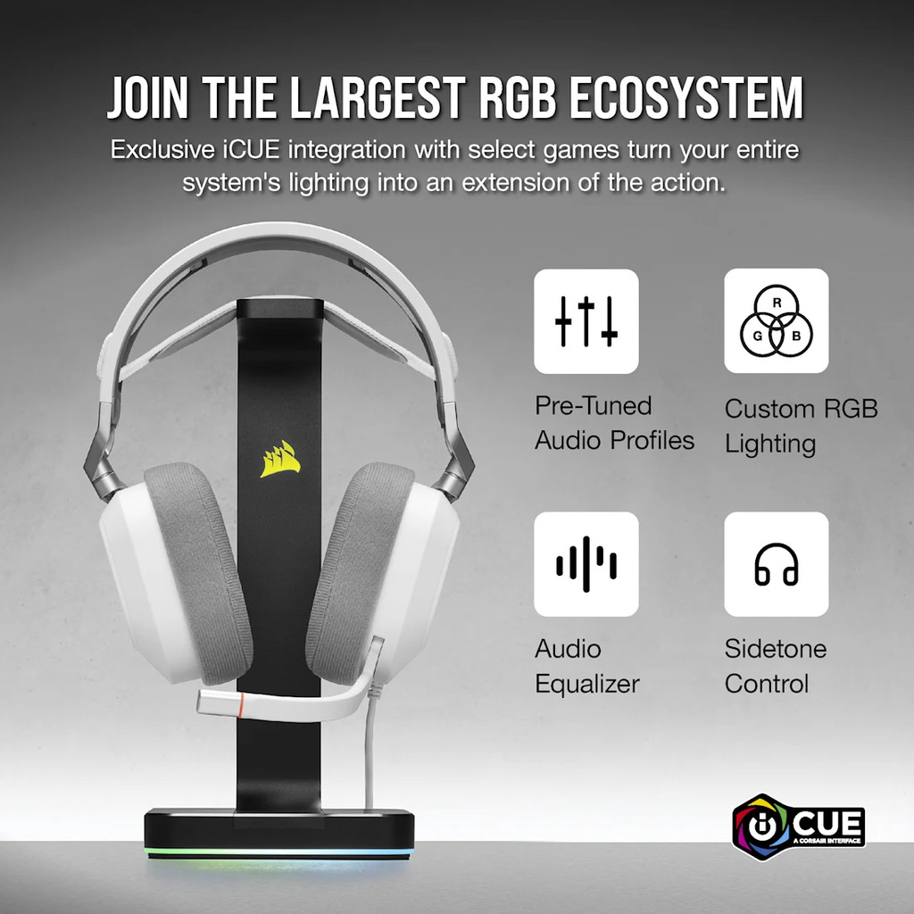 HEADSET หูฟัง CORSAIR GAMING HEADSET HS80 RGB USB CARBON/WHITE