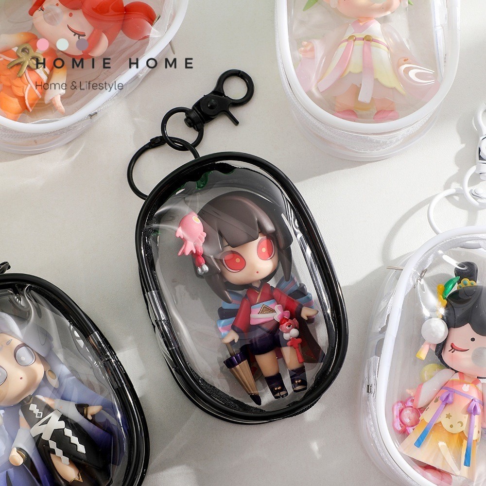 HH-1199 กระเป๋าใส่ตุ๊กตา 10cm กระเป๋าใสใส่สายชาร์จ มีที่ห้อย มีซิป ซองใส่ตุ๊กตา
