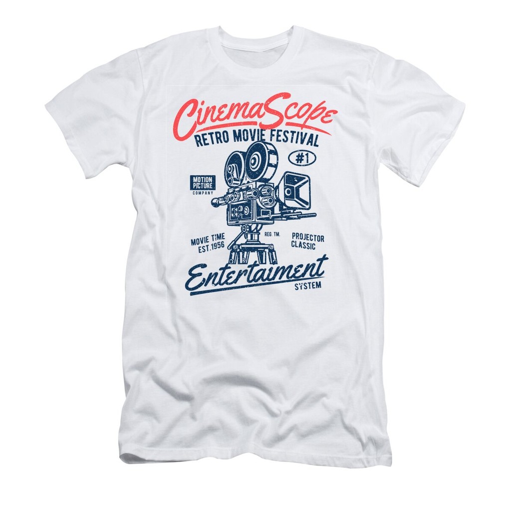 [จัดส่งทุกวัน]เสื้อยืด Cinema Scope Camera T-Shirt แท้ ผ้า Cotton 100% oversize ใส่เดินทาง สีดำ ต้าน