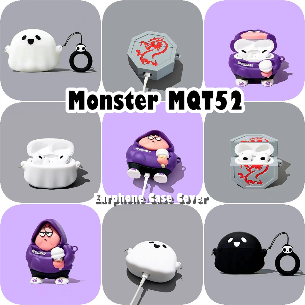 In Stockfor Monster MQT52 เคสซิลิโคนอ่อนนุ่มการ์ตูนที่น่าสนใจหูฟังฝาครอบ
