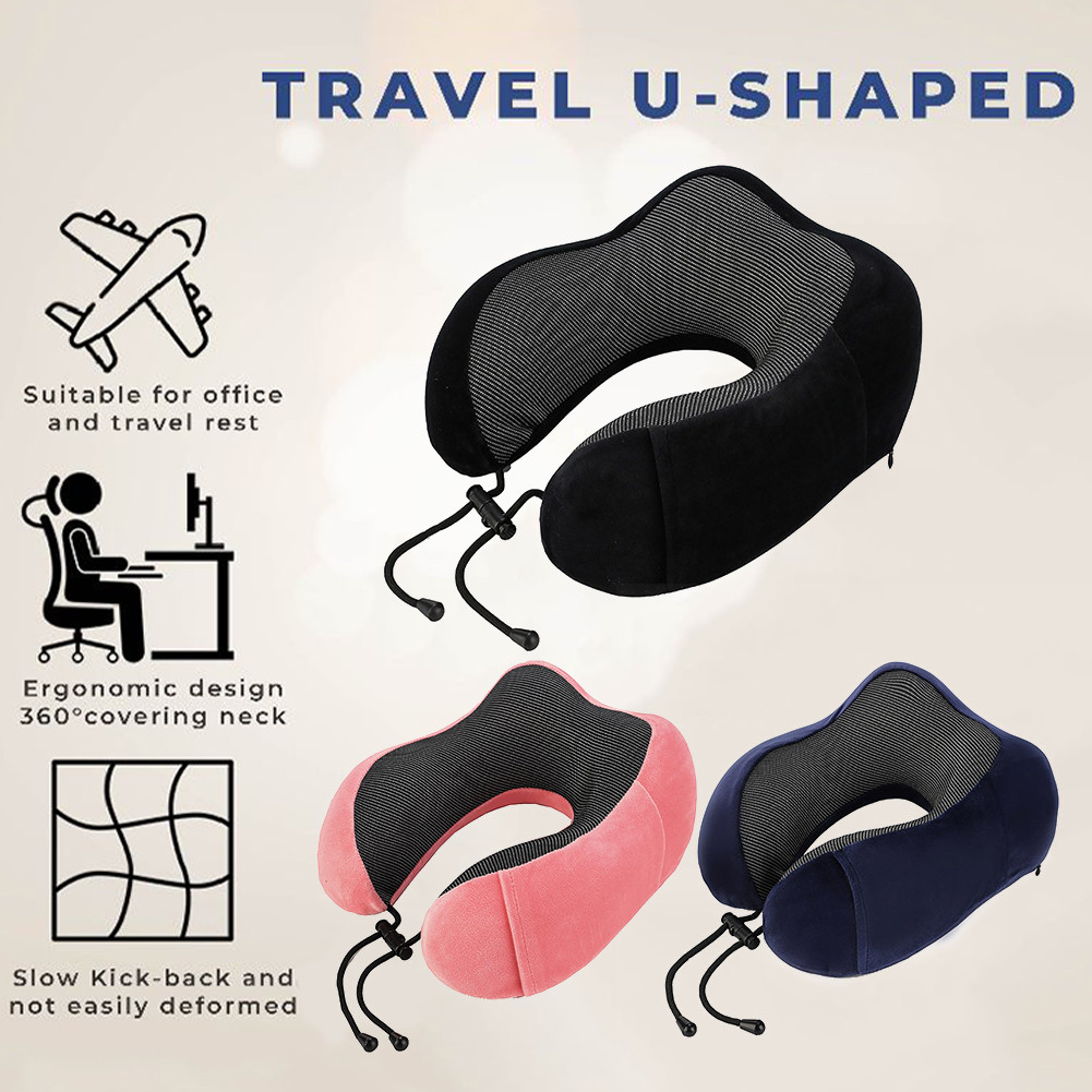 หมอนรองคอแบบพกพา นุ่ม Memory foam หมอนรองคอรถยนต์ หมอนรองคอนเมมโมรี่โฟม หมอนเดินทาง U ง่ายต่อการพกพา