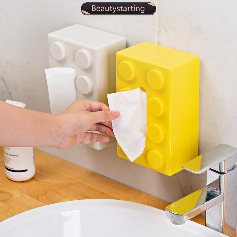 Beautystarting Creative Building Blocks กล่องกระดาษทิชชูติดผนังฤดูใบไม้ผลิกระดาษผ้าเช็ดตัวกันน้ําสํา