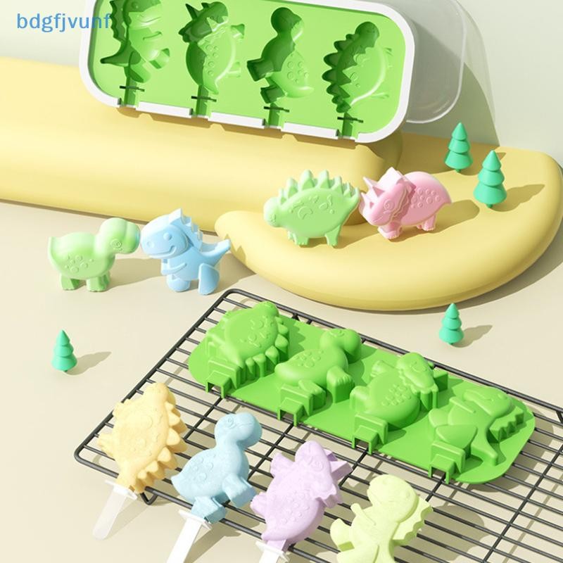 Bdgf แม่พิมพ์ซิลิโคนไอศกรีมพร้อมฝาปิดและ Sticks DIY ไอติม Mould ไดโนเสาร์รูปร่าง Pastry Mold ครัวไอศกรีมเครื่องมือ TH