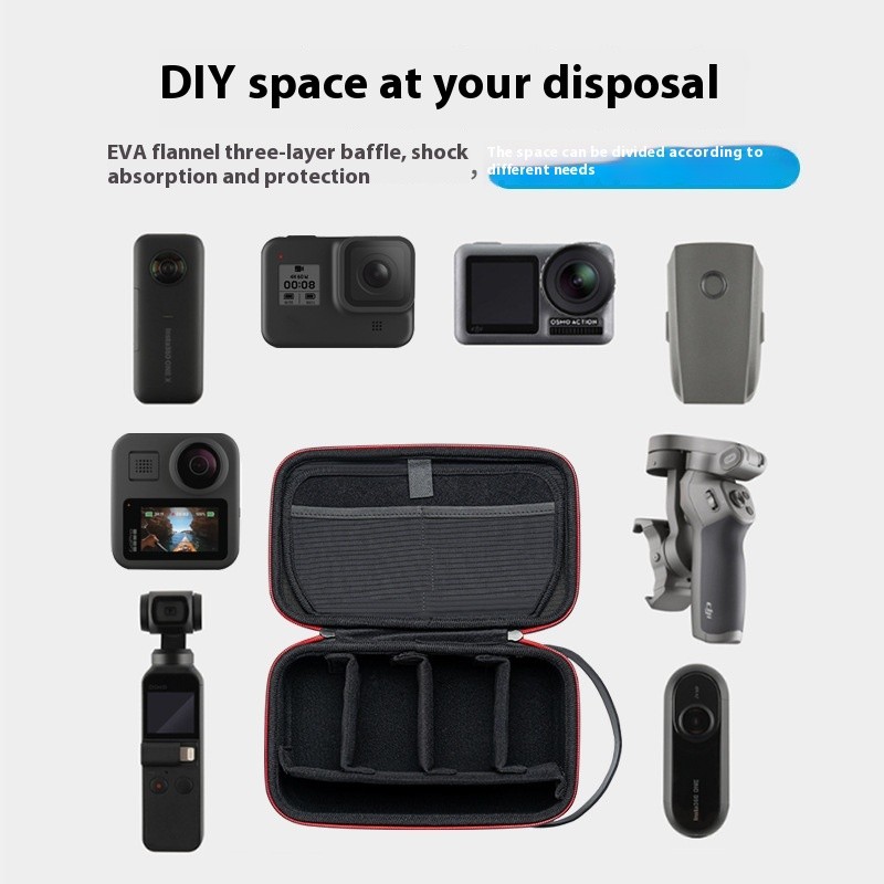 สําหรับ gopro13 ถุงเก็บสําหรับกล้องแอ็คชั่นถุงเก็บสากลมัลติฟังก์ชั่ถุงเก็บ DIY EVA ขนาดกลางกันน้ําสํ