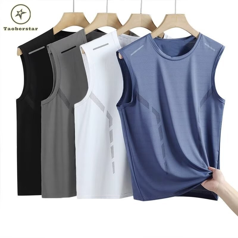 Taoberstar เสื้อกล้ามฟิตเนสแขนกุดผ้าไหมน้ําแข็งอินเทรนด์สําหรับผู้ชาย