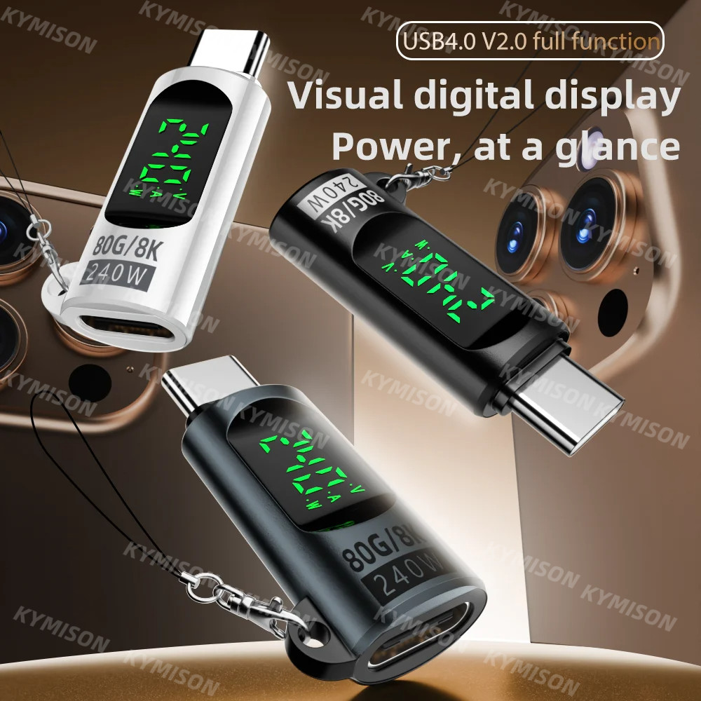 จอแสดงผล LED USB4.0 V2 Gen4 80Gbps Type C ถึง C อะแดปเตอร์ 8K 60Hz PD240W 5A Fast สายชาร์จสําหรับ iPhone 15 16 MacBook Steam Deck
