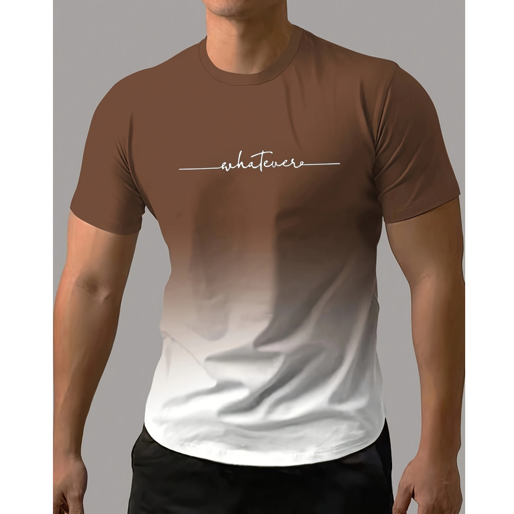 เสื้อยืดแขนสั้น พิมพ์ลาย "Whatever" แบบแห้งเร็ว ขนาดใหญ่ สวมใส่สบาย ไล่โทนสี สําหรับผู้ชาย