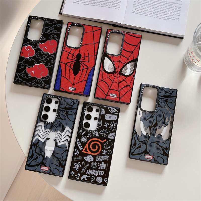 เคสโทรศัพท์มือถือแบบแข็ง ใส กันกระแทก ลายนารูโตะ สไปเดอร์แมน พร้อมกล่อง สําหรับ Samsung Galaxy S24 S23 S22 Ultra S24 Plus