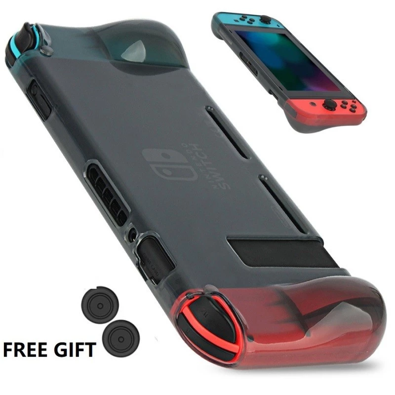 เคส Nintendo Switch,เคส TPU แบบนุ่มสําหรับ Nintendo Switch OLED / V1 พร้อมหมวก Thumb Grip 2 ชิ้น