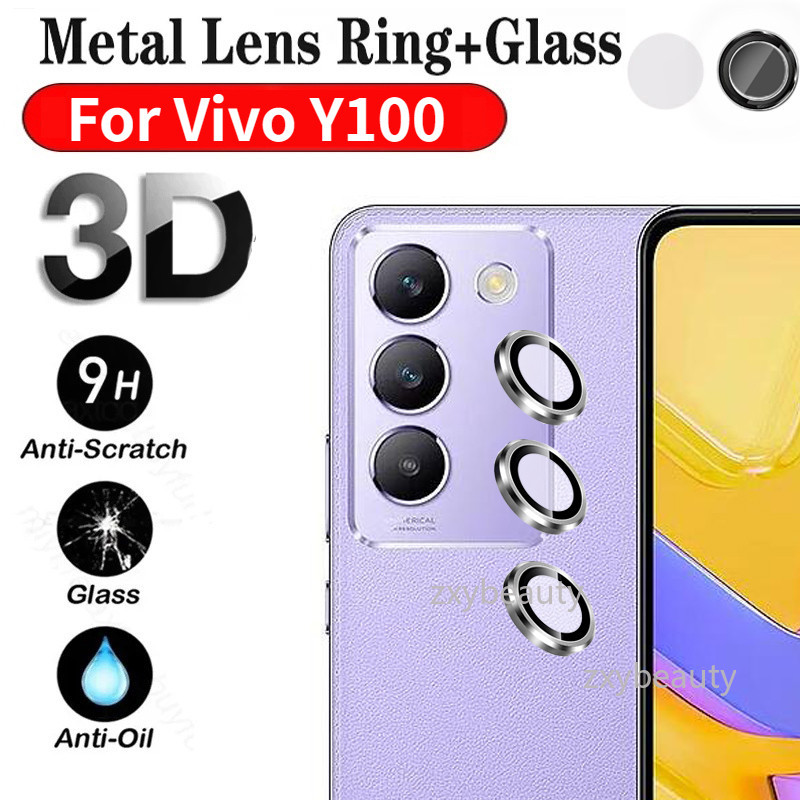 Vivo Y100 5G 2024 กระจกกันรอยเลนส์กล้อง สําหรับ VivoY100 Y 100 ฝาครอบแหวนป้องกันเลนส์ด้านหลัง โลหะ