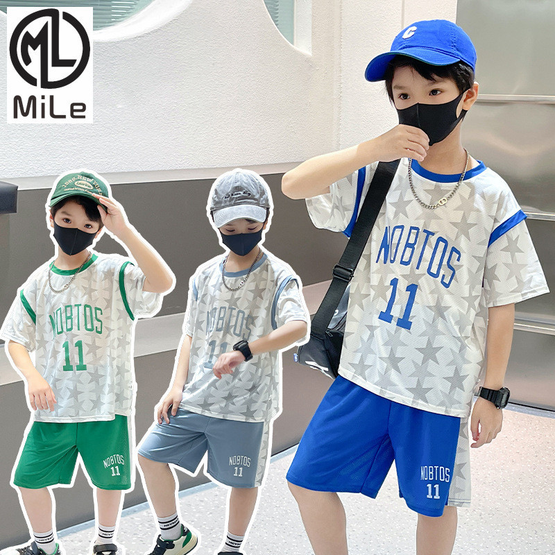 [ML] 80-160 ซม. ชุดบาสเก็ตบอลเด็ก ฤดูร้อน สไตล์ใหม่ เด็ก แขนสั้น ชุดเด็กผู้ชาย แห้งเร็ว เสื้อผ้ากีฬา ขนาดเล็ก กลาง