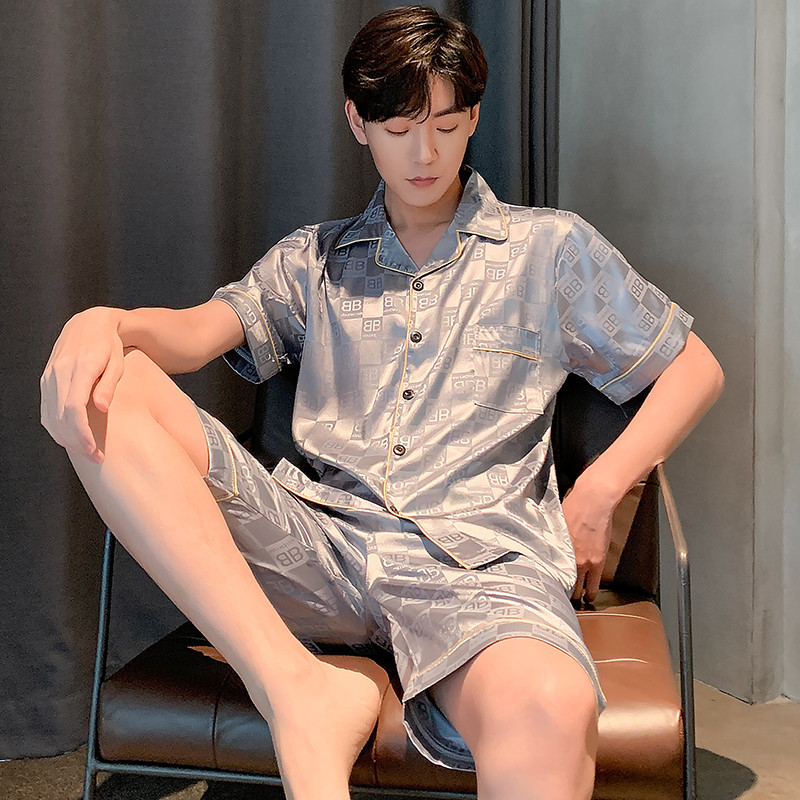ชุดนอนแขนสั้น ผ้าไหม ผ้าซาติน ทรงหลวม พิมพ์ลายตัวอักษร ขนาดใหญ่ เหมาะกับฤดูร้อน สําหรับผู้ชาย ไซซ์ L – 5XL ราคา ถูกที่สุด ดีลบีเคเค แกลเลอรีภาพที่ 9