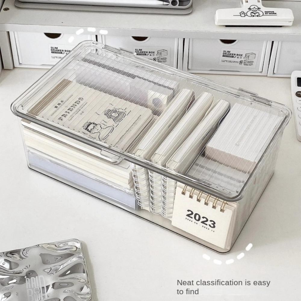 ยินดีต้อนรับ กล่องเก็บของตั้งโต๊ะ,เครื่องใช้สํานักงานสัตว์เลี้ยงกล่องจัดเครื่องสําอาง,แฟชั่นความจุขนาดใหญ่โปร่งใสพร้อมฝาปิดหนังสือกล่องเก็บเอกสาร - รูปที่ 5