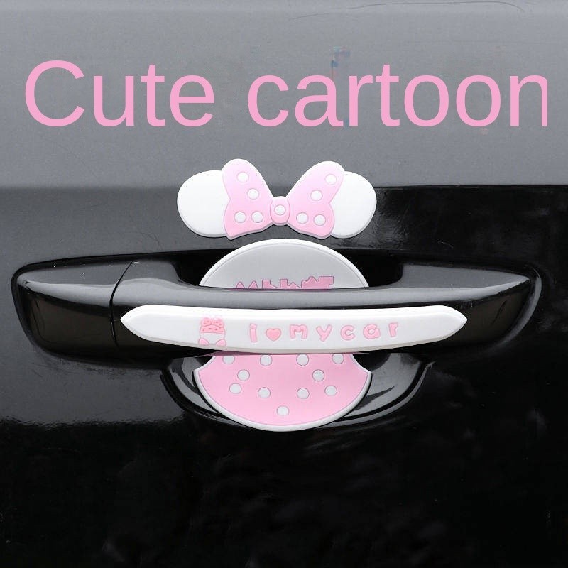 Cute Car Door Handle Anti-Scratch Stickers Handle Car Stickers Protective Film Universal Exterior Decoration Supplies Complete Collection Door Bowl Stickers Yh5D