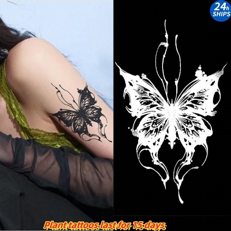 สติกเกอร์รอยสักชั่วคราว ลายผีเสื้อ สีรุ้ง กันน้ํา 15 วัน