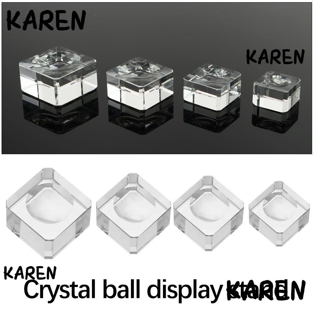 Karen ฐานวางแก้วคริสตัลใส ทรงกลม สําหรับวางแก้ว ทรงสี่เหลี่ยม