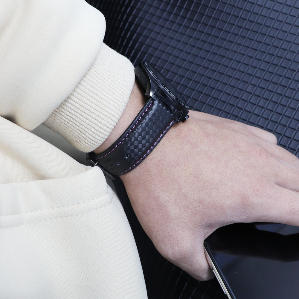 สายนาฬิกาข้อมือหนัง คาร์บอนไฟเบอร์ ปลดเร็ว 20 มม. 22 มม. สําหรับ Samsung Watch 3 41 45 มม. Galaxy Watch 42 มม. 46 มม. Active 2 40 มม. 44 มม. Amazfit GTR 42 มม.