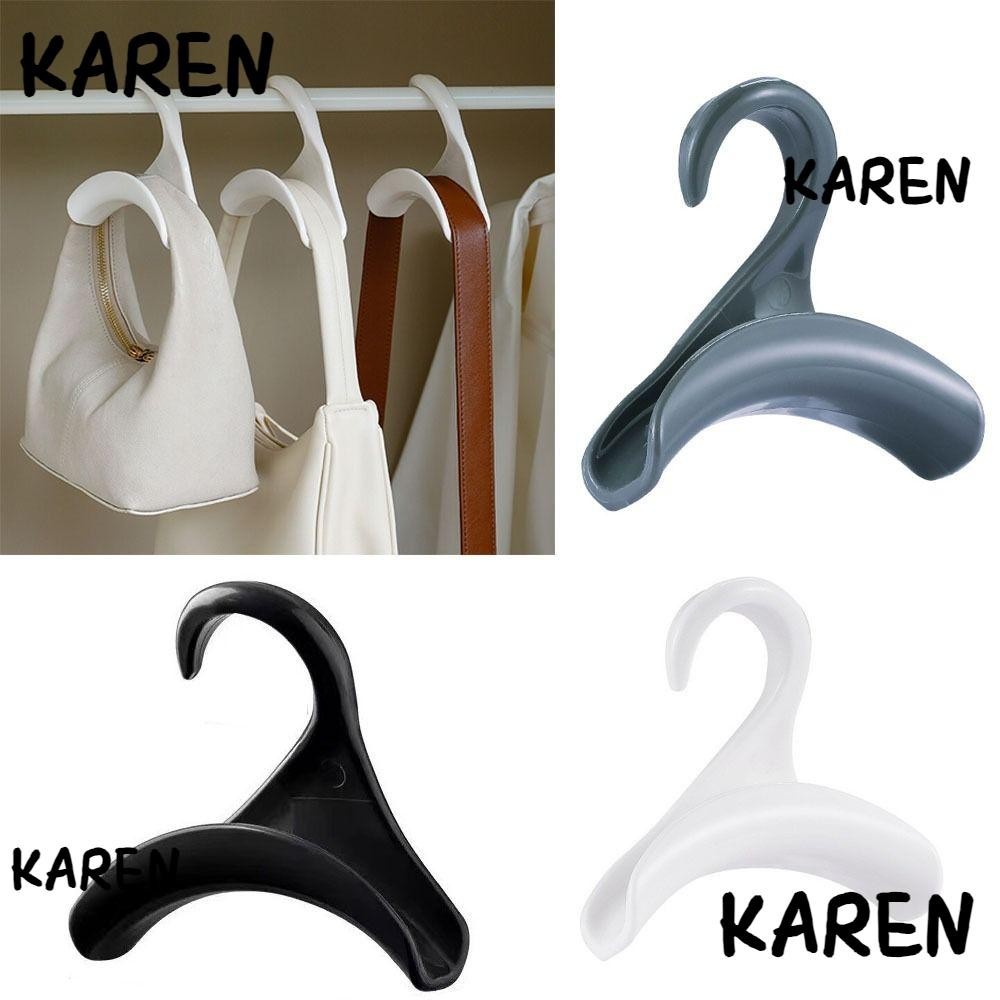 Karen ตะขอแขวนกระเป๋าถือ ไม้แขวนเสื้อ พลาสติก อเนกประสงค์ ป้องกันความเสียหาย สําหรับตู้เสื้อผ้า