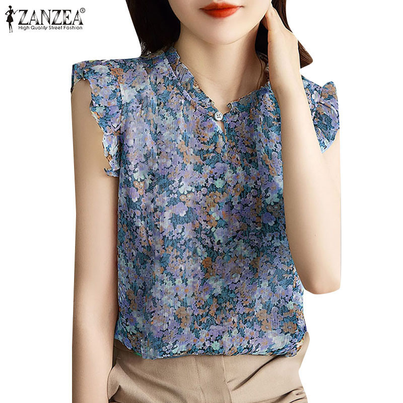 Zanzea เสื้อเบลาส์ลําลอง ลายดอกไม้ สไตล์เกาหลี สําหรับผู้หญิง — صورة 6