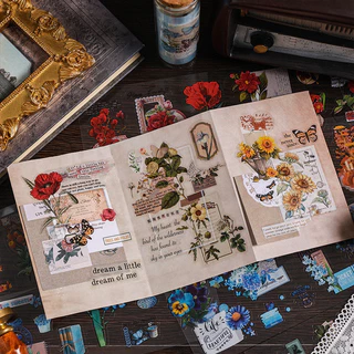 Journamm สติกเกอร์ PET ลายดอกไม้ สําหรับตกแต่งสมุดภาพ เครื่องเขียน DIY 6 ชิ้น ต่อแพ็ก