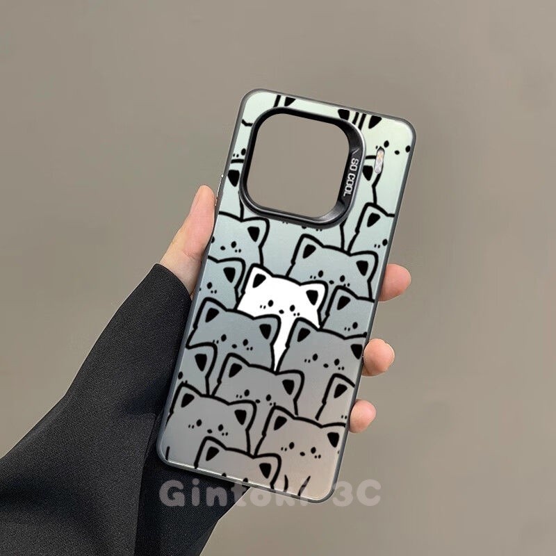 Oneplus 12 12R 11 10T Casing Oneplus Nord 3 5G กรณีอะคริลิค Hard Casing โลหะเหมือนแมวน ่ ารักลูกแมวหรูหราเงิน Matte ฝาครอบ
