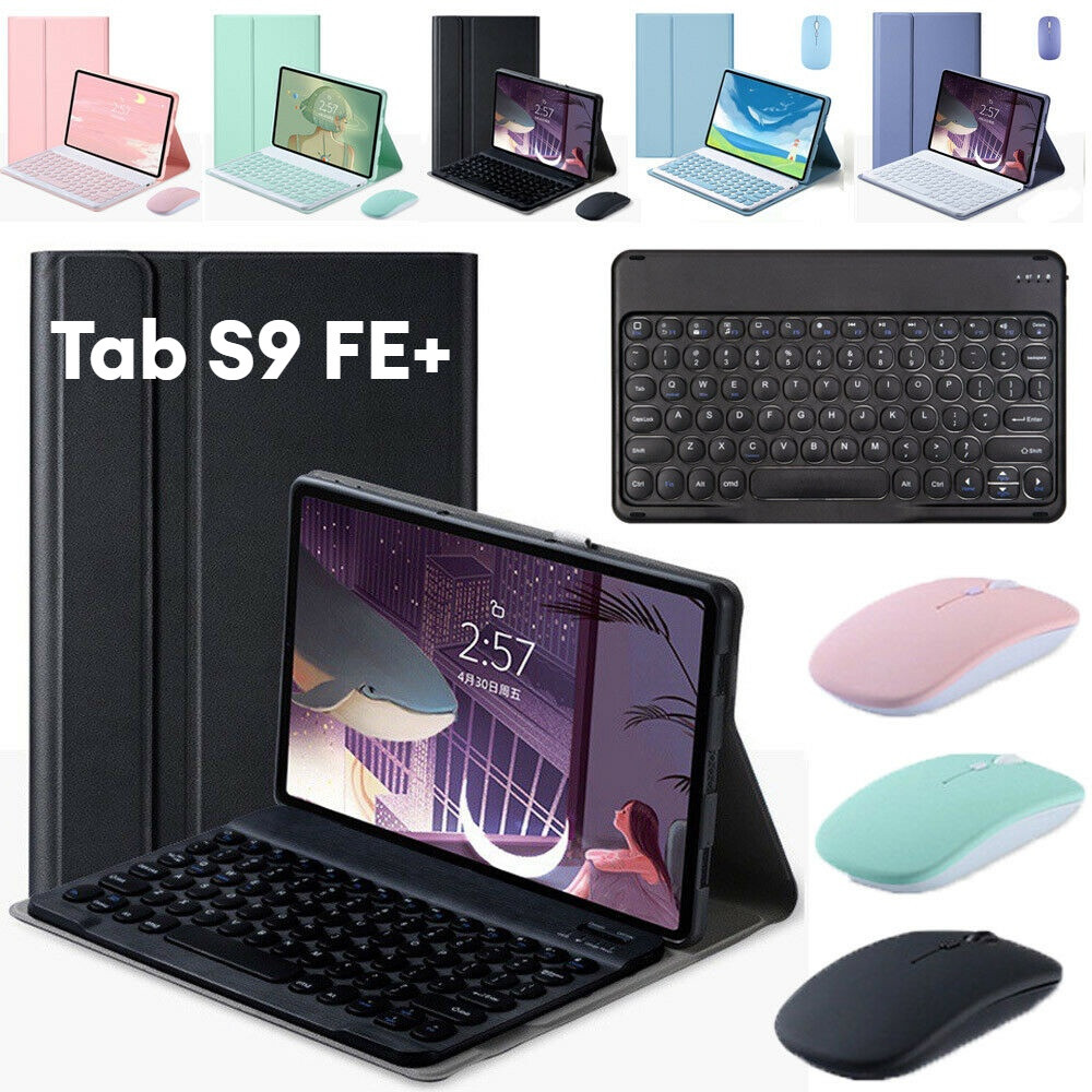 เคสคีย์บอร์ดบลูทูธ หนัง PU พร้อมเมาส์ สําหรับ Samsung Galaxy Tab S9 FE+ 12.4 SM-SM-X610 SM-X616B