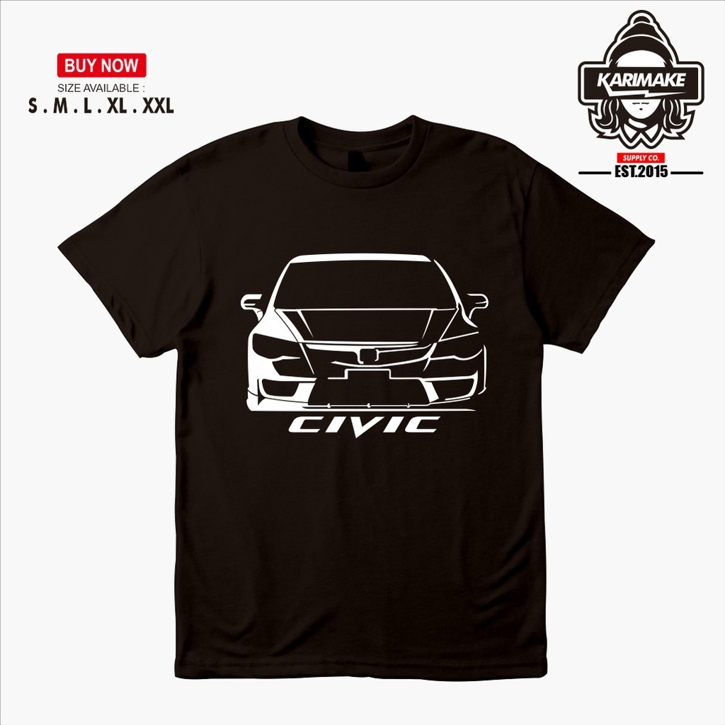 T-Shirtเสื้อยืดโอเวอร์ไซส์เสื้อยืด พิมพ์ลายรถยนต์ Honda Civic FD Karimakeรองรับการปรับแต่ง S-5XL