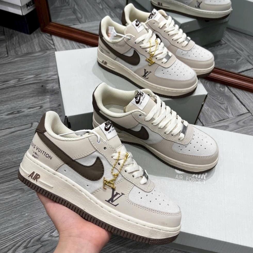 Af1 LV Brown Shoes, Louis Vuitton Trainer Brown Shoes Medium Version Full Box Bill QZ45