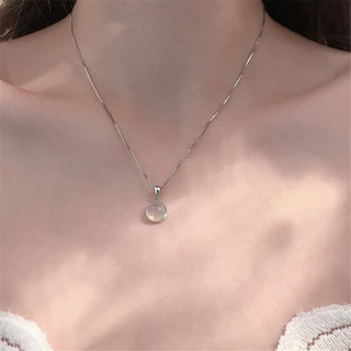 สร้อยคอ จี้หินตาแมว ดวงจันทร์ สีขาว หรูหรา สําหรับเด็กผู้หญิง