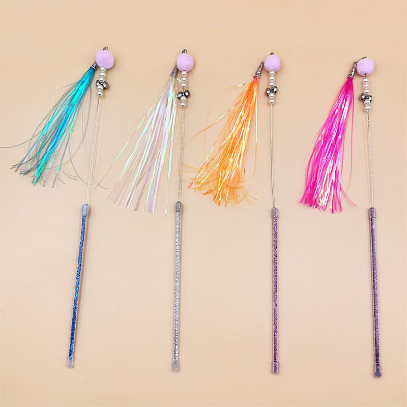 ของเล่นลูกบอลขนนก กระดาษสี ที่ทนทาน สําหรับฝึกสัตว์เลี้ยง แมว