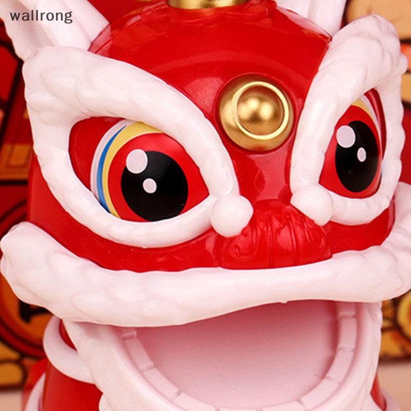 Wallrong ใหม่ เครื่องประดับตกแต่งโต๊ะ รูปสิงโต เชิดสิงโต นําโชค พลังงานแสงอาทิตย์ สไตล์จีน สําหรับบ้าน ออฟฟิศ ของขวัญวันหยุด