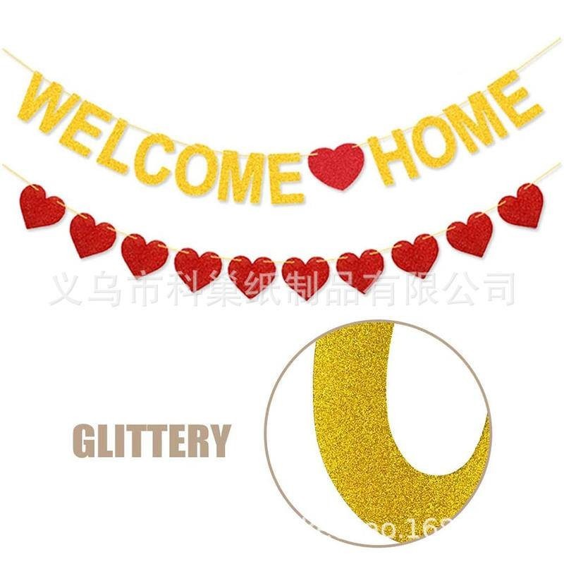 ธงแบนเนอร์ รูปหัวใจ สีแดง สีดํา สีทอง สําหรับตกแต่งบ้าน ปาร์ตี้ - รูปที่ 6