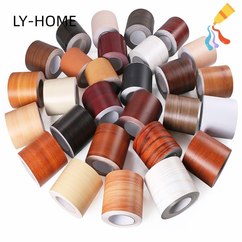 ✧Ly-home✧ สติกเกอร์วอลเปเปอร์ PVC ลายไม้ มีกาวในตัว กันน้ํา หลากสี สําหรับตกแต่งห้องนั่งเล่น