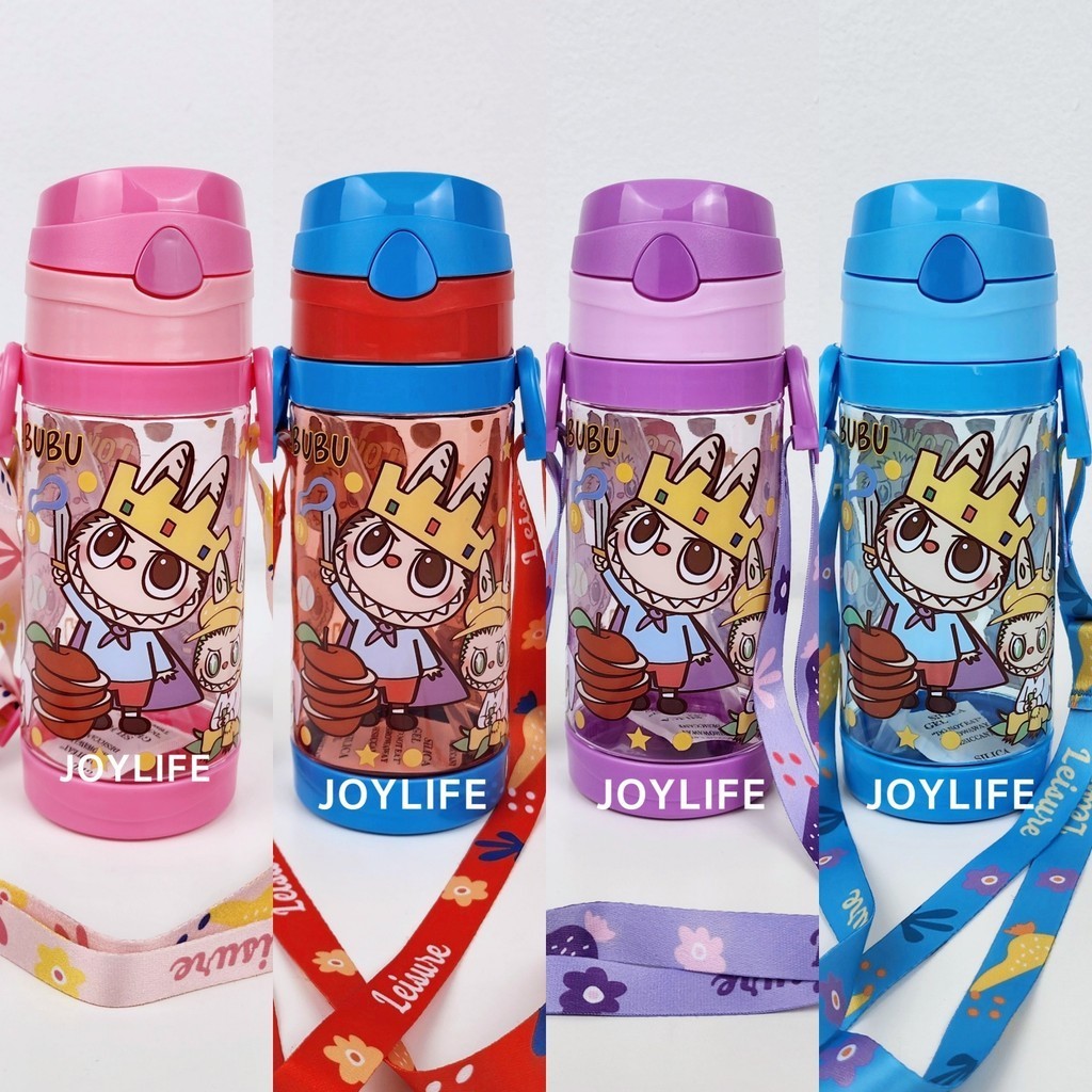 กระติกน้ำเด็ก Labubu ลาบูบู้ หลอดเด้ง มีสายคล้องคอ 500ml.