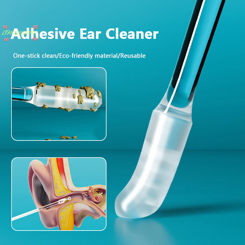 [ สมบัติ ] Disposable Sticky Ear Swabs Pick Reusable Ear Cleaner Soft Silicone Ear Wax Removal Tool Earwax Remover สําหรับผู ้ สูงอายุผู ้ ใหญ ่ เด ็ ก [NEW ]