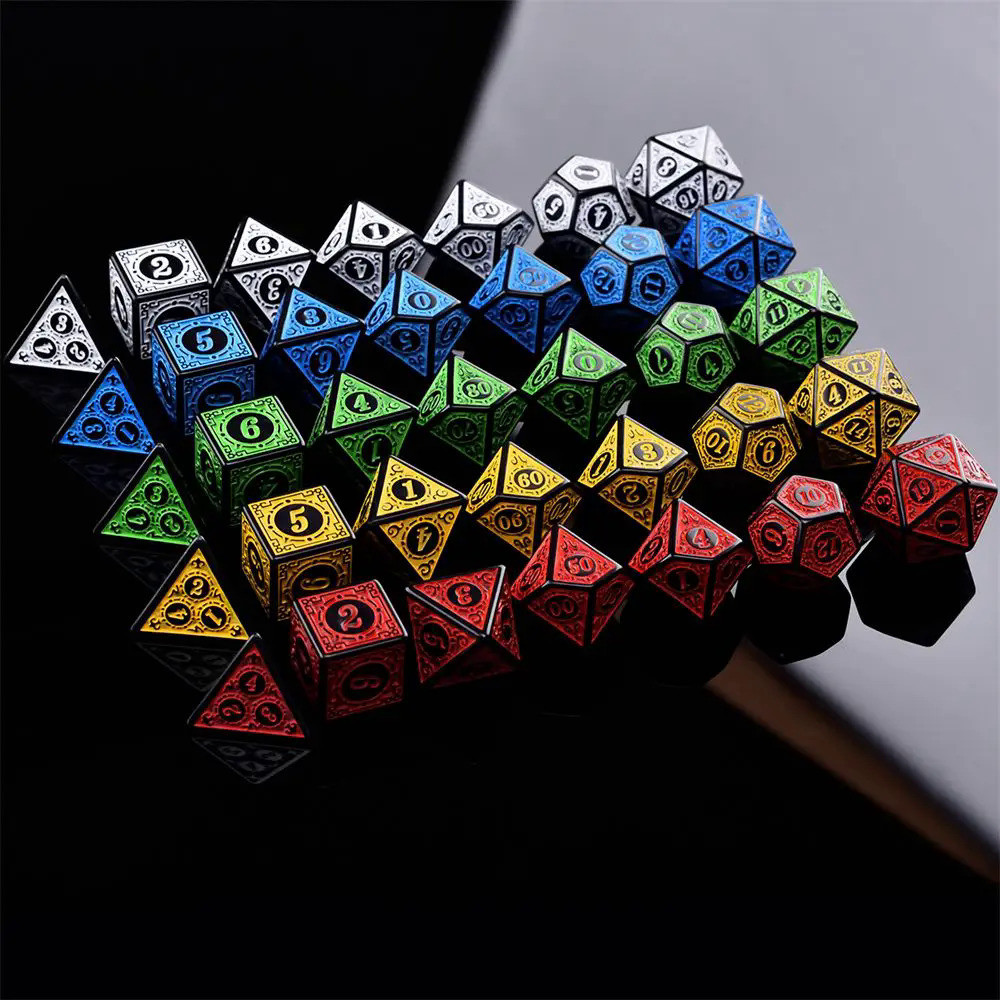 Multi-Sided 7-Die Dice Set Game Dice For TRPG DND Accessories Polyhedral D4 D6 D8 D10 D12 D20 Dice F