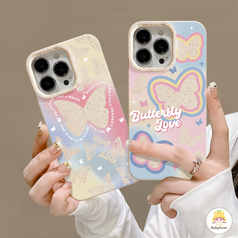 ฝันผีเสื้อประกายดาวปลอกนุ่มเป็นมิตรกับสิ่งแวดล้อม IPhone 11 13 15 12 14 7Plus Pro Max X XR XS MAX 6s 6 8 Plus