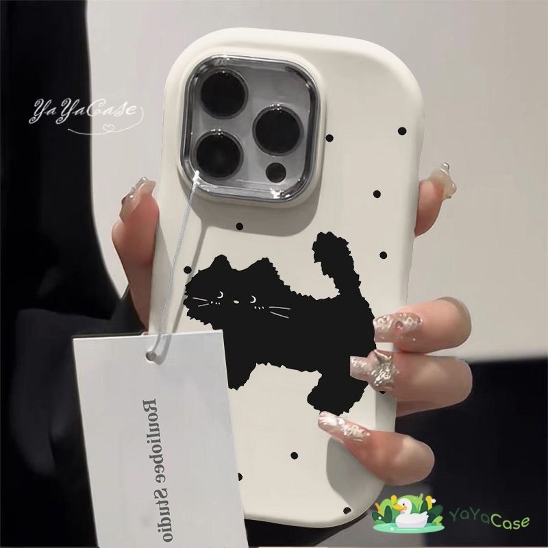 สำหรับ iPhone11 13 Case FOR เคสไอโฟน14 15 12 pro max 6 7 8 14 15 Plus X XR XS Max Black Kitten รุ่น ขั้นสูง TPU Soft เคส