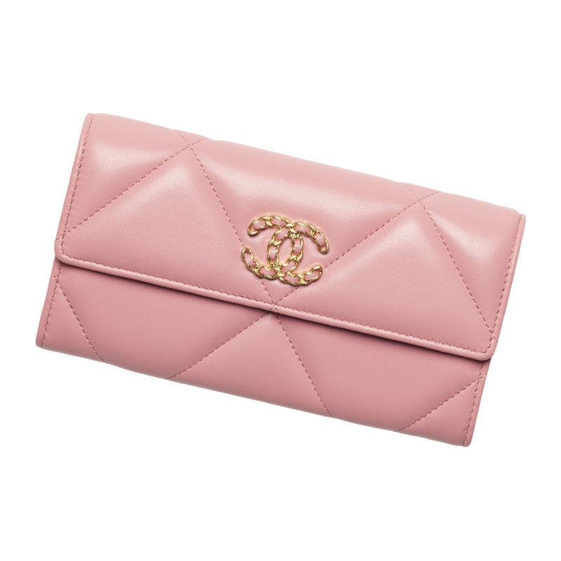 Chanel/Chanel Women's Wallet Portafoglio 19 Pink Lambskin Flip Long