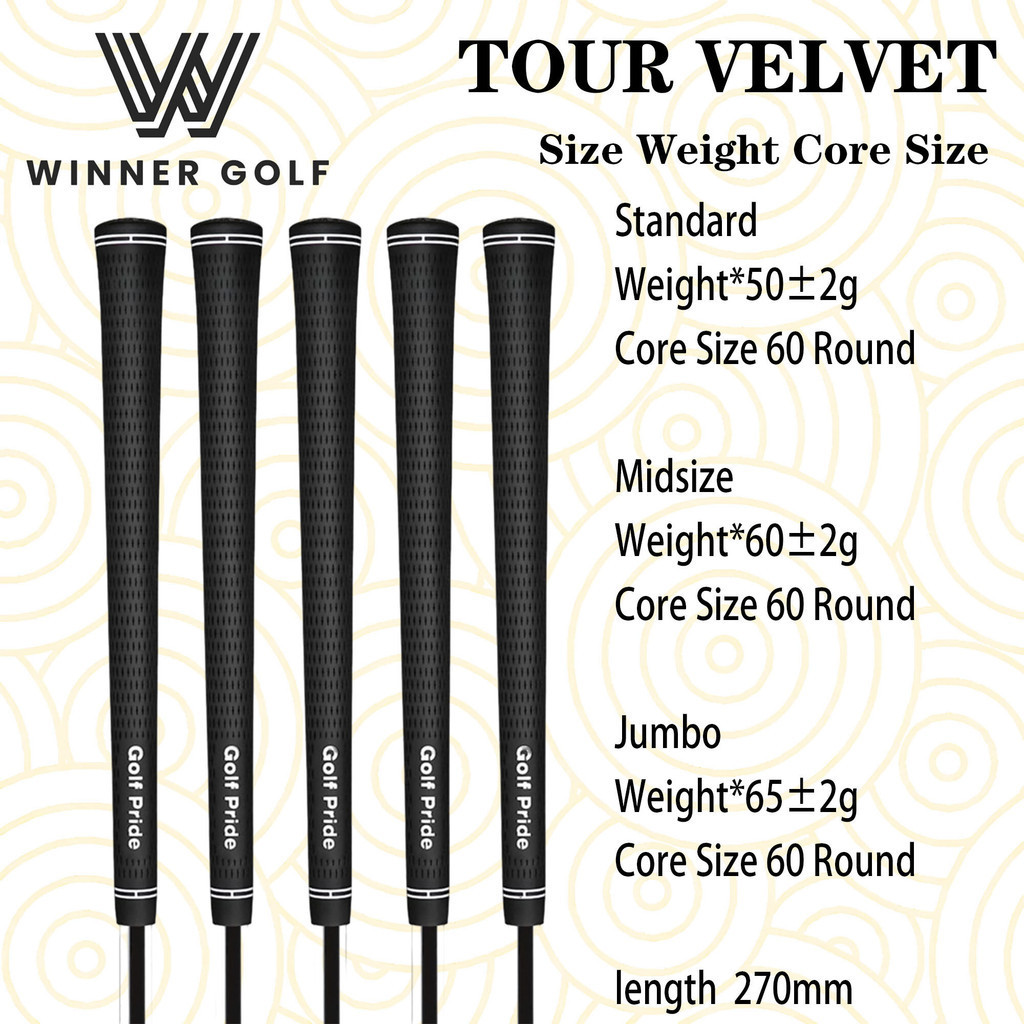 WinnerGolfกริบไม้กอล์ฟ มีแบบ1Pcs/10Pcs น้ำหนักเบา  Grip Black Standard size Midsize Jumbo รหัสสินค้า WGP001