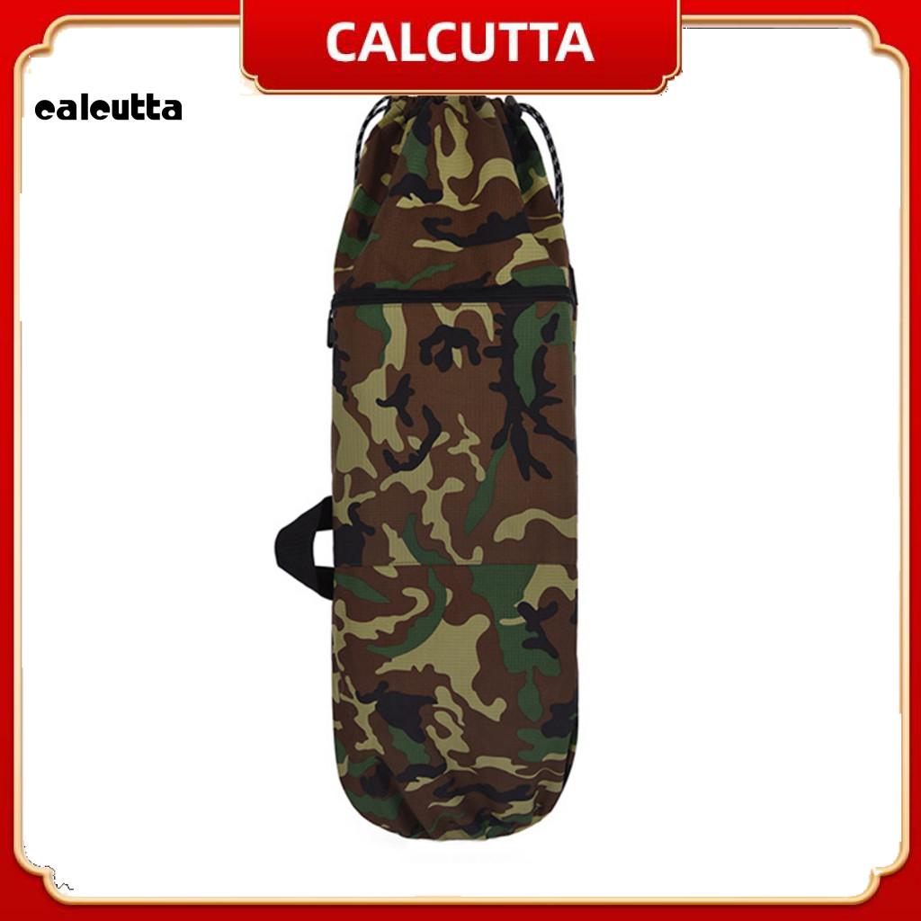 [calcutta ] กระเป ๋ าสเก ็ ตบอร ์ ดผ ้ าใบกันน ้ ําสีทึบ Camouflage Zip Drawstring สายรัดปรับได ้ Longboard Storage Bag สําหรับกลางแจ ้ ง