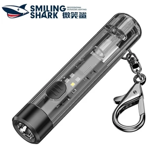 Smiling Shark TIP0020 6 โหมดประเภท Type-C Mini พวงกุญแจแบบพกพา Super Bright ไฟฉายแบบชาร ์ จไฟได ้ Camping,กลางแจ ้ ง