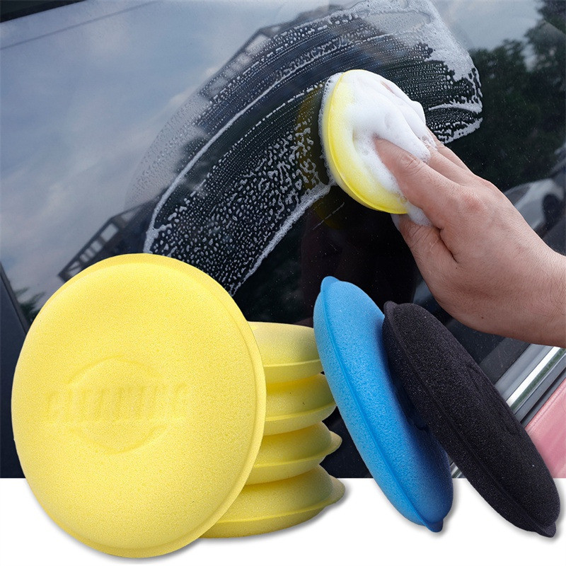 ฟองน้ําล้างรถ - แผ่นโฟม Applicator - สําหรับขัดเงารถยนต์ ซักผ้า แว็กซ์ - ความเข้มสูง ยืดหยุ่น ทรงกลม - เครื่องมือทําความสะอาดรถยนต์