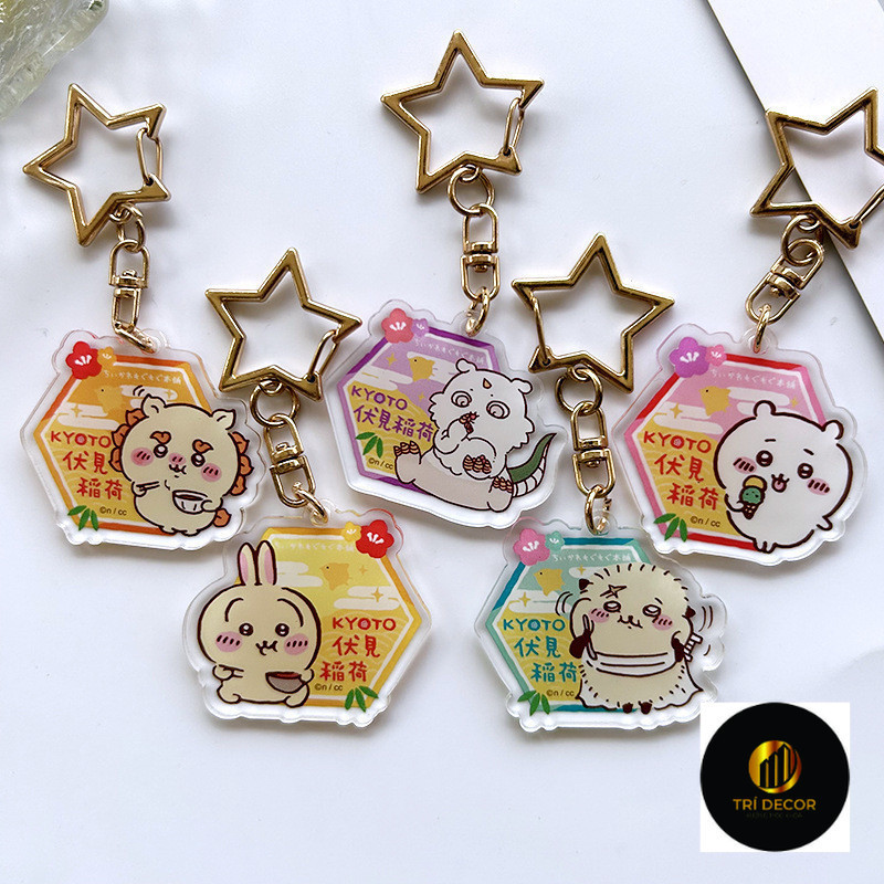 จัดส่ง 24 ชม.  CIIKAWA ใหม่พวงกุญแจอะคริลิค JiYiKAWA ขนาดเล็กสร้างสรรค์แปดกระเป๋าจี้