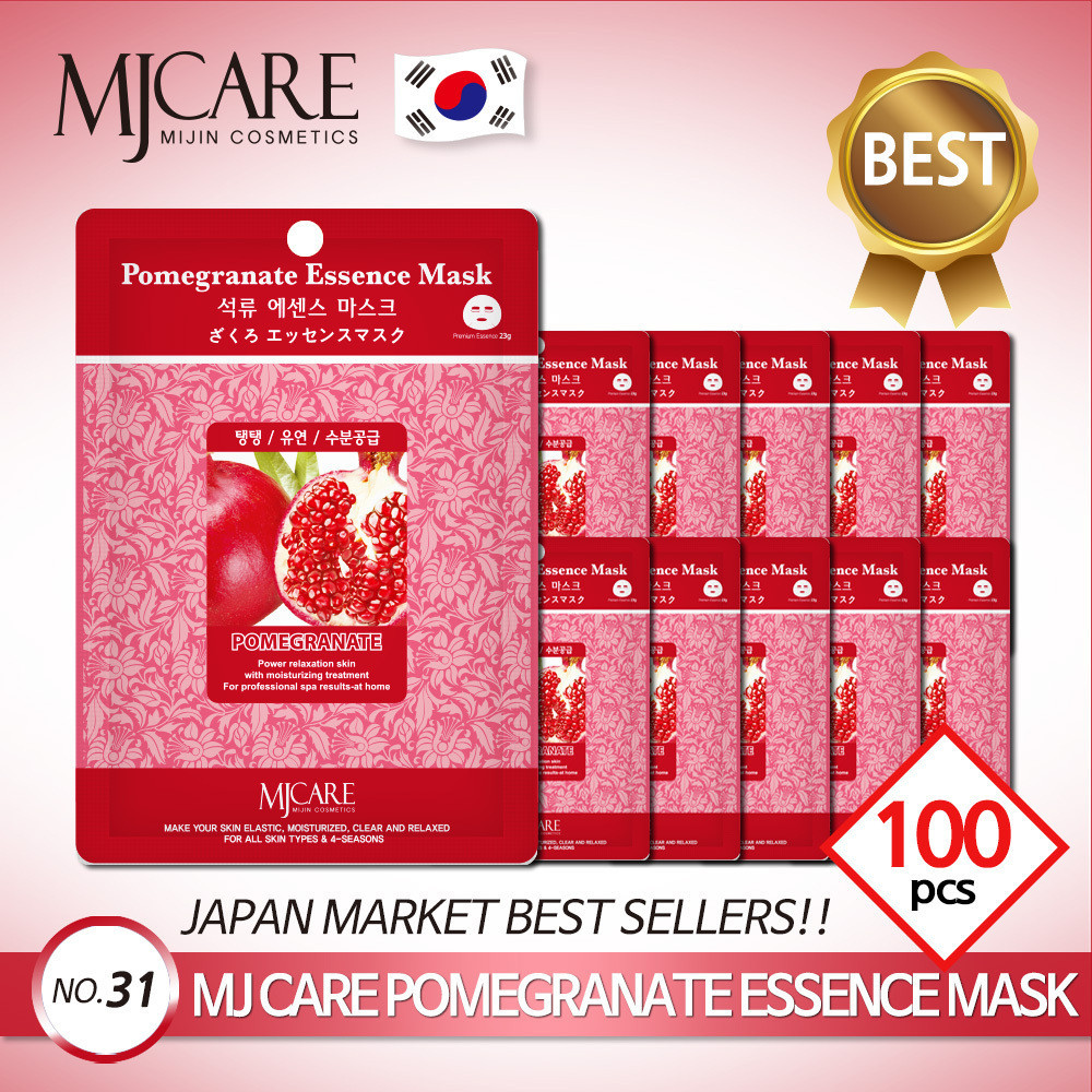Mjcare Essence Mask Pomegranate, 100ea x 23g, Resilience + Supple + Moisturizing 1 แพ็ค 1 วัน